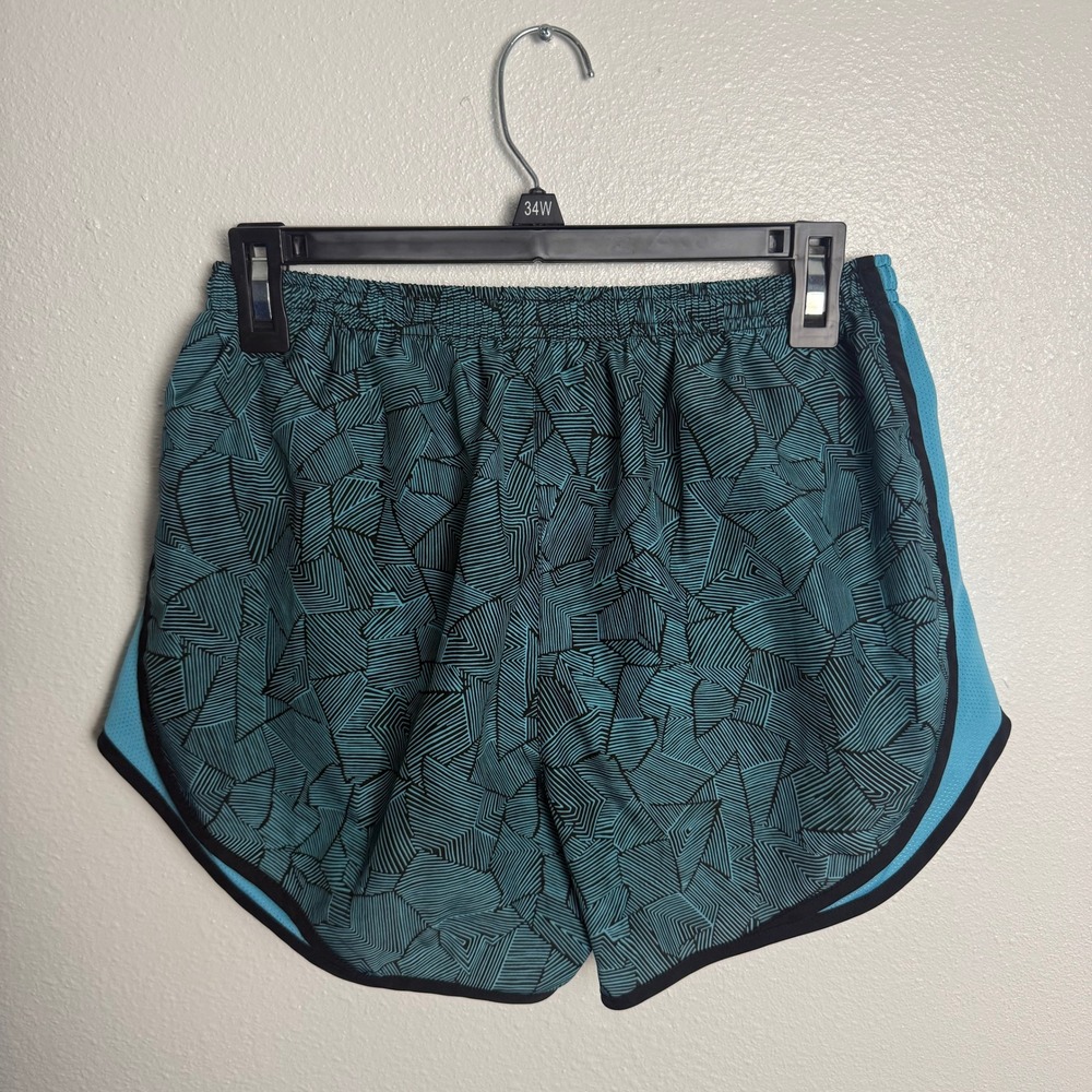 Nike Dri-FIT Womens Running Shorts Teal Black Geometric Print Medium - Picture 4 of 9